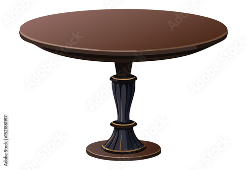 Ornate Black Base Dark Brown Table