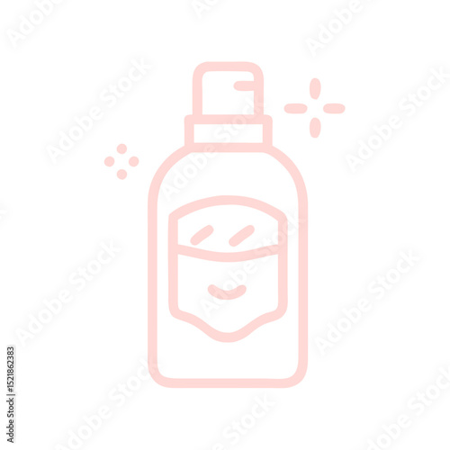 Skin toner bottle icon with a smiling face in pastel color, spa and beauty product illustration for skincare routines