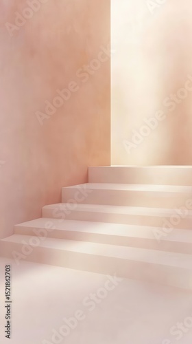 Modern Minimalist Staircase with Soft Lighting and Warm Tones