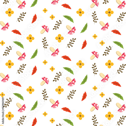 Seamless floral pattern with colorful flowers and nature inspired design decorative elements