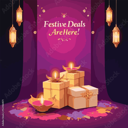 Colorful vector illustration of beautifully wrapped gift boxes with ribbons and bows, perfect for Christmas, birthday, Valentine’s Day, and holiday celebrations filled with joy and festive cheer.