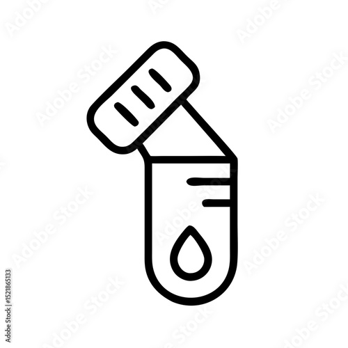 Blood vial with drop marking in simple line art style  