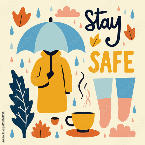 Calm vector illustration capturing a cozy day at home with peaceful moments of rest, self-care, and mindfulness – perfect for wellness, slow living, and comfortable indoor lifestyle designs.