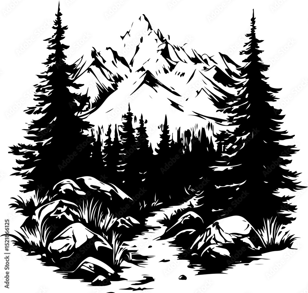 Obraz premium tree, christmas, winter, snow, forest, fir, vector, holiday, pine, landscape, nature, illustration, xmas, celebration, trees, seamless, season, decoration, cold, pattern, card, christmas tree, silhoue
