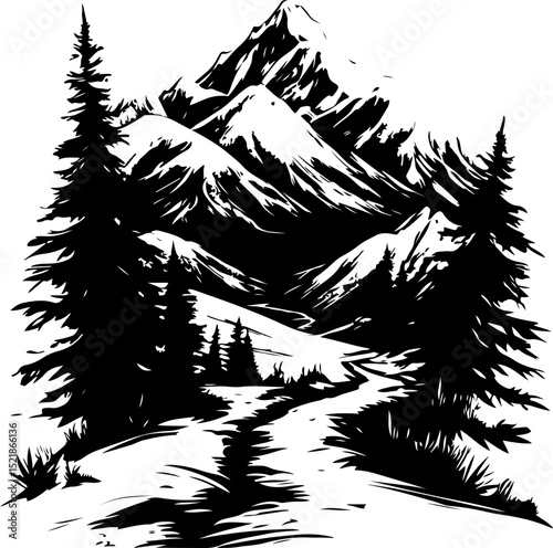 tree, christmas, winter, snow, forest, fir, vector, holiday, pine, landscape, nature, illustration, xmas, celebration, trees, seamless, season, decoration, cold, pattern, card, christmas tree, silhoue