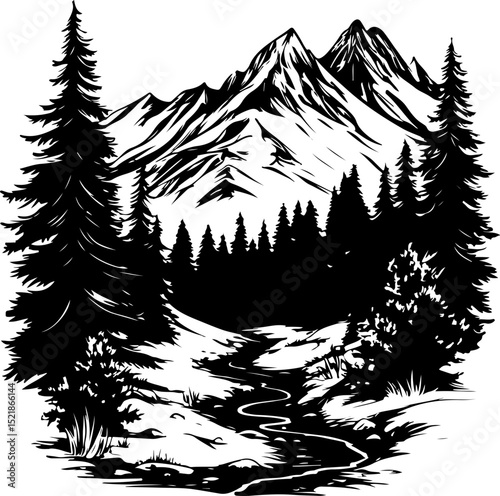 tree, christmas, winter, snow, forest, fir, vector, holiday, pine, landscape, nature, illustration, xmas, celebration, trees, seamless, season, decoration, cold, pattern, card, christmas tree, silhoue