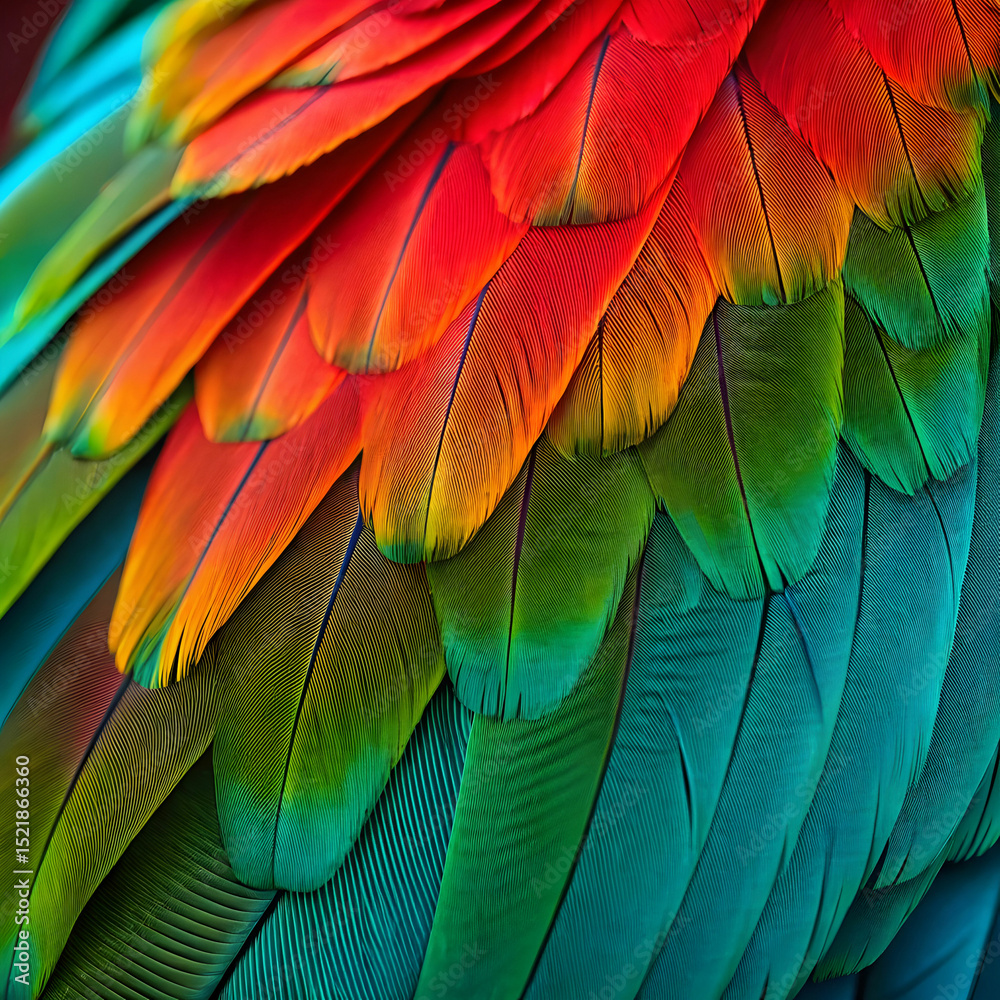 Obraz premium close up of vibrant rainbow parrot feathers