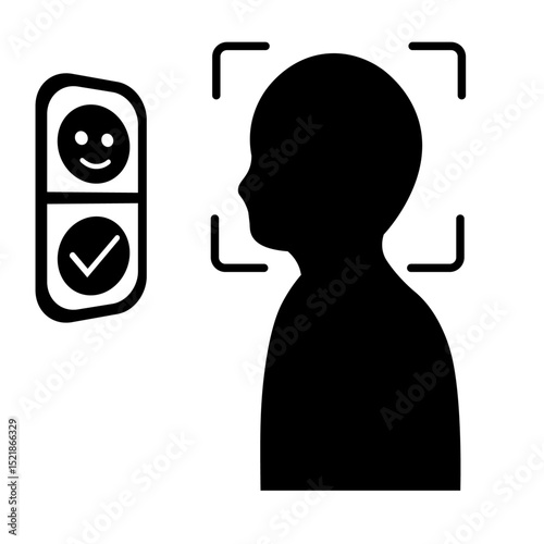 顔認証による身分確認のシルエット