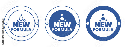 New Formula Badge Vector Design with Molecular Graphic for Product Labels and Packaging