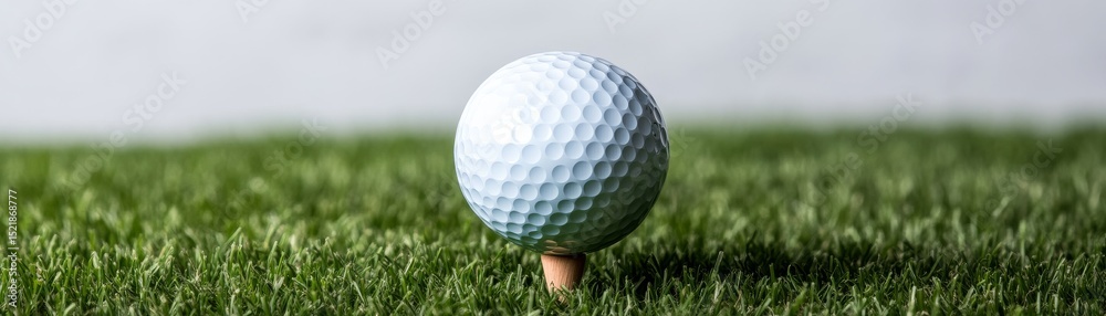Obraz premium Golf Ball on Tee in Green Grass, Sport , Recreation