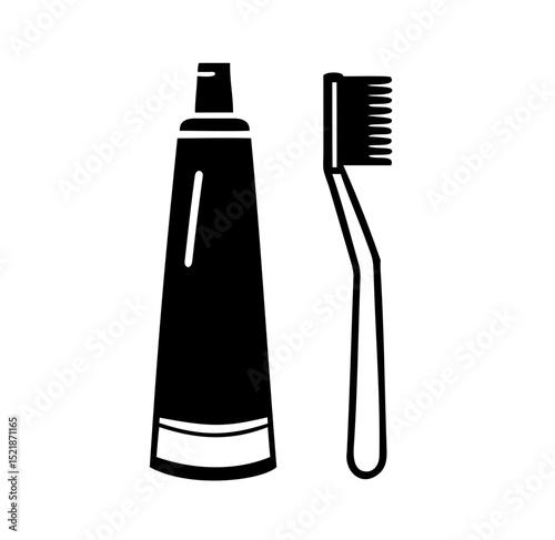Toothpaste and toothbrush icon in a clean design for oral hygiene