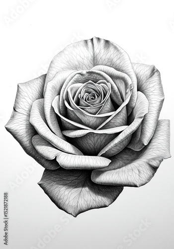Rose flower monochrome art close up