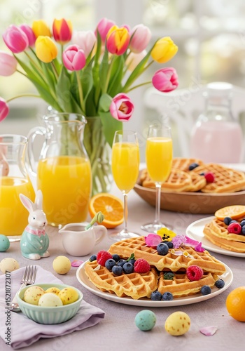 Waffles with berries for breakfast