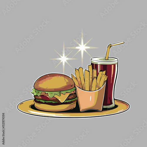 This fast food drink logo features a vibrant and refreshing design, showcasing popular beverages like sodas, milkshakes, or smoothies. With bold colors, dynamic shapes, and playful typography, it perf