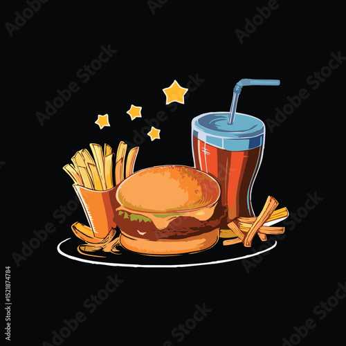 This fast food drink logo features a vibrant and refreshing design, showcasing popular beverages like sodas, milkshakes, or smoothies. With bold colors, dynamic shapes, and playful typography, it perf