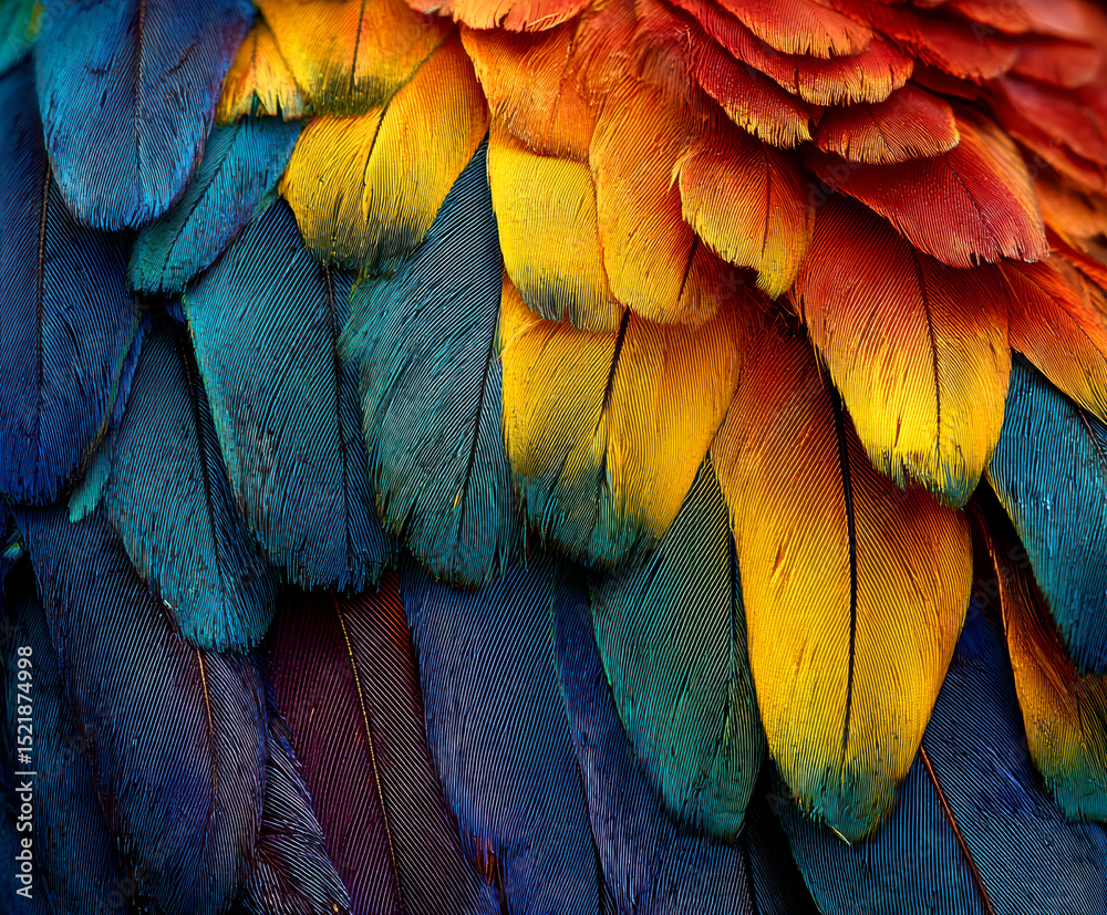 Obraz premium Close-Up of Vibrant Rainbow Parrot Feathers