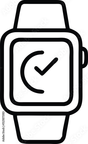 Black silhouette illustration featuring a smartwatch design with business casual attire