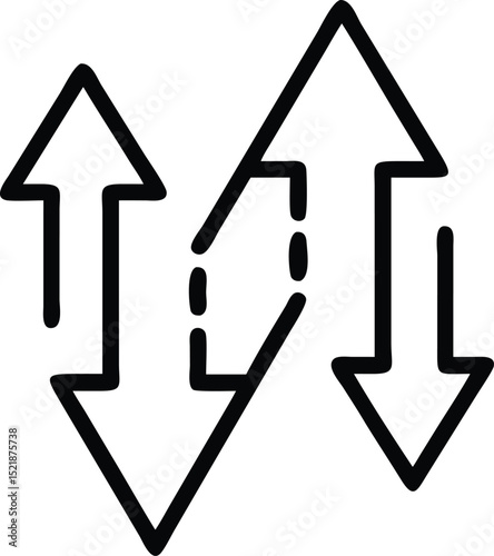 Black silhouette of up and down arrows design concept illustration