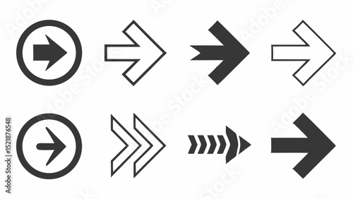 Collection of Simple Arrow Icons  Vector Graphics for Design Projects