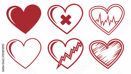 Heart Icon Set Medical, Love, and Abstract Designs