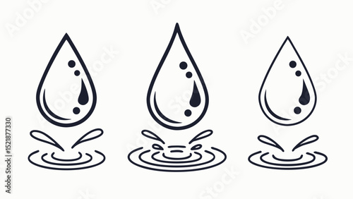 Water Drop Icons Collection of Clean, Simple, and Modern Liquid Drop Illustrations