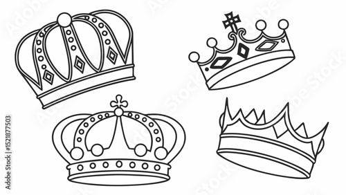 Collection of Elegant Crown Illustrations Royalty, Monarchy, and Regal Designs