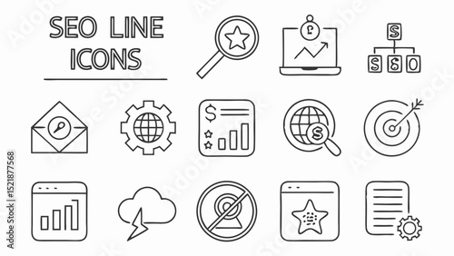 SEO Line Icons A Complete Set of Search Engine Optimization Graphics