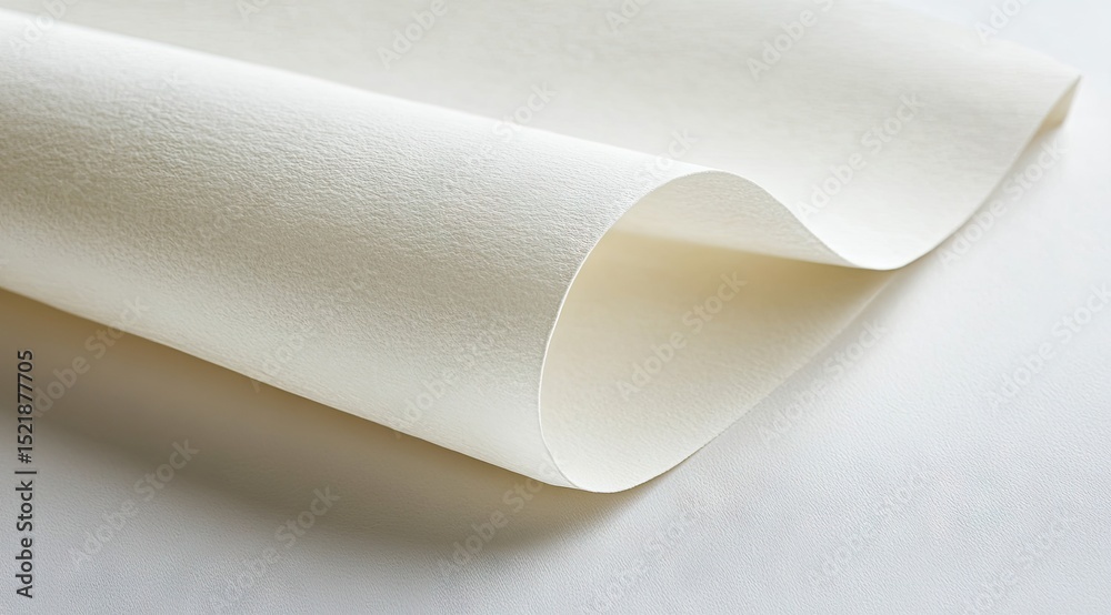 Curved sheet of off-white paper Curved sheet of off-white paper