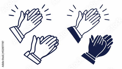 Applauding Hands Vector Illustrations of Clapping Hands in Line Art and Solid Styles