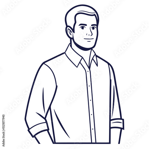 Confident man wearing button down shirt simple vector illustration