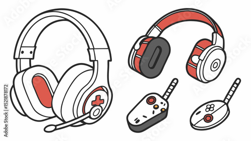 Gaming Headset and Controller Illustrations  Vector Graphics for Design Projects