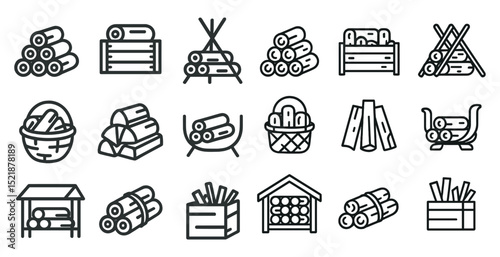 Various firewood icons for winter and outdoor activities design