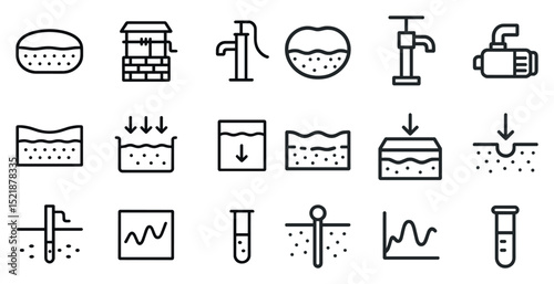 Groundwater and water management icons for environmental and educational resources