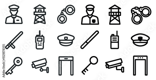 Security and surveillance icons collection for design projects and posters