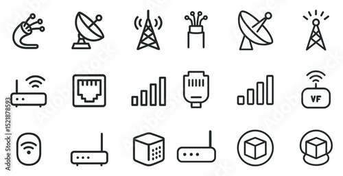 Telecommunications icons for network and connectivity design projects