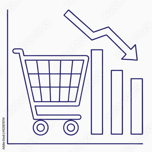 Declining sales graph depicting economic downturn and decreased consumer spending trends