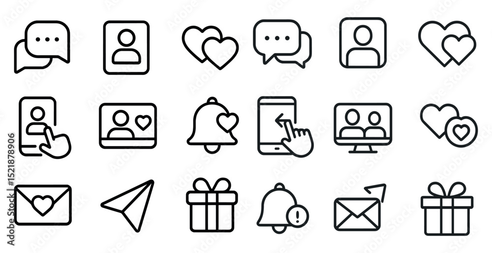 Fototapeta premium Messaging and communication icons for digital interface design