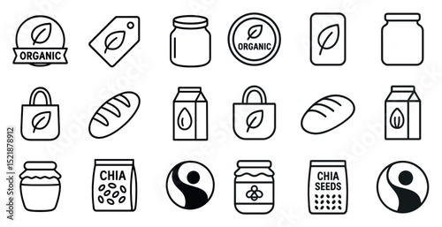 Organic product icons for labels and packaging design