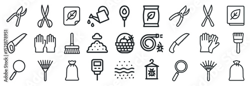 Gardening tools and icons set for home and landscape care