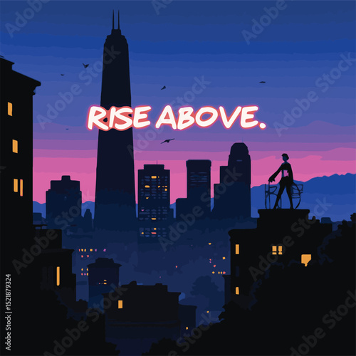 Urban City Skyline Vector – Night Silhouette of Modern Skyscrapers and Cityscape | Downtown Metropolis, Architecture, Nightlights, Moon, Tower Blocks, Big City View, and Citylife Illustration