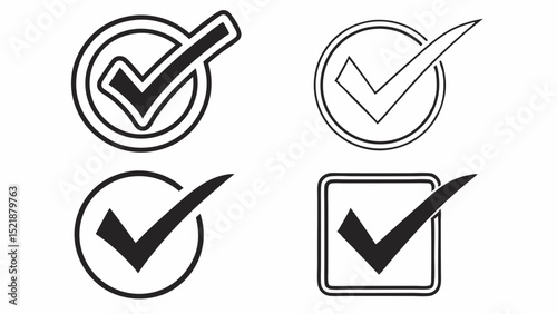 Check Mark Icons Collection of Four Simple, Clean Vector Checkmarks for Design Projects
