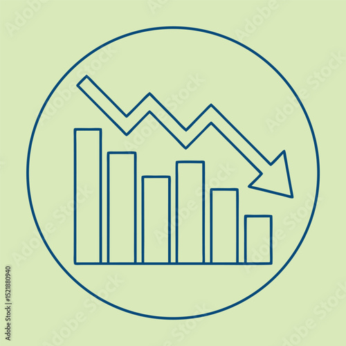 Financial decline graph depicting economic downturn and decreasing business performance.