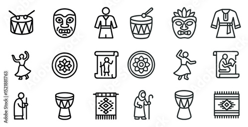 Cultural symbols and traditional icons for ethnic art and design projects