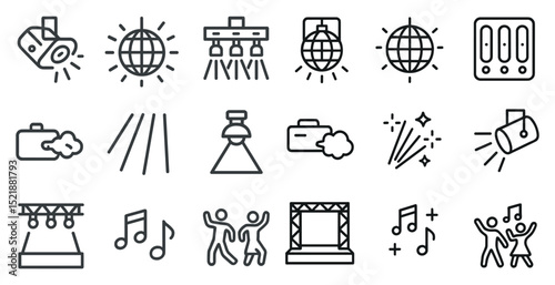 Dance party icons set for event design and music themes