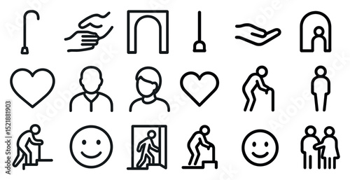 Accessibility icons for elderly support and community inclusion design