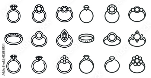 Elegant minimalist ring icon collection for jewelry design inspiration