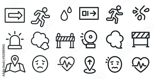 Emergency and safety icons for navigational and alert systems