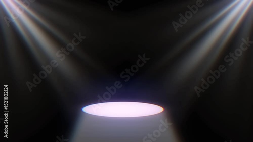 Stage lighting spotlight focus circle blinking overlay effect for concert party show music video transitions background light flash motion 4k professional video