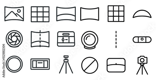 Collection of camera and photography icons for design and editing projects