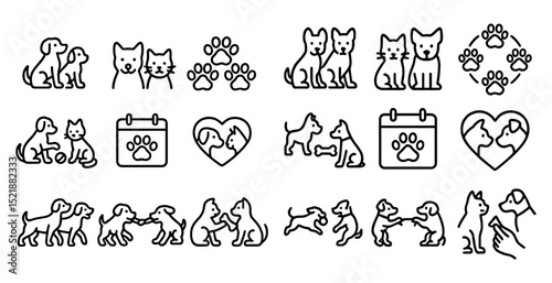 Adorable pet icons for animal care and veterinary design projects